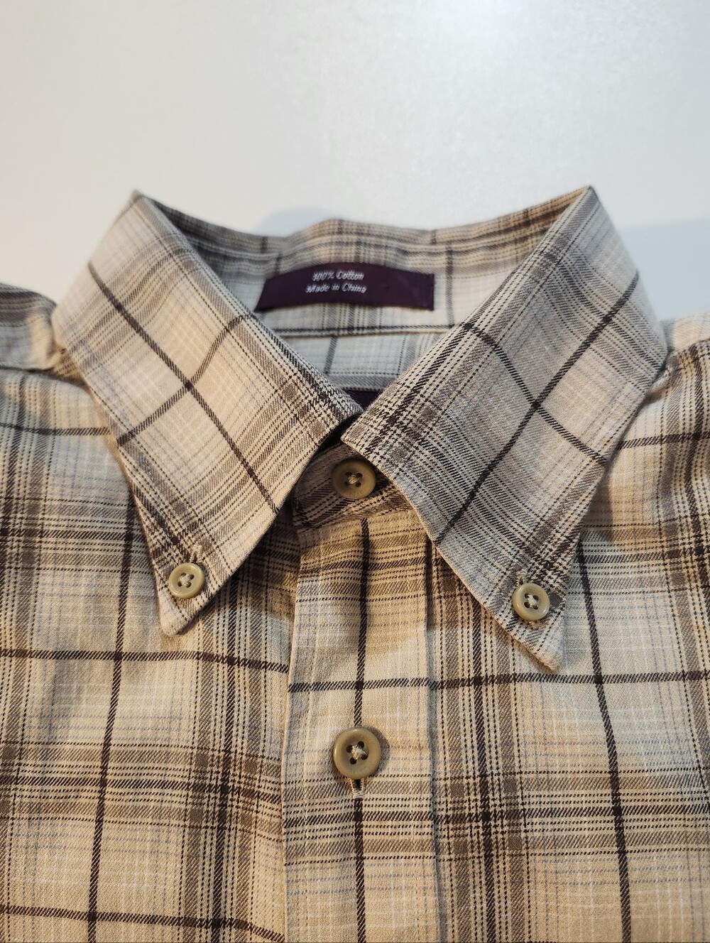 Nordstrom Men's Beige Plaid Button-Down Shirt